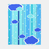 blauwe strepen wolken stippen fleece deken (Voorkant)