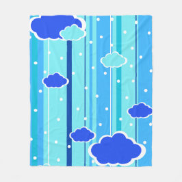 blauwe strepen wolken stippen fleece deken