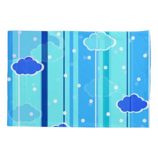 blauwe strepen wolken stippen kussensloop (Achterkant)