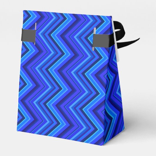 Blauwe strepen zigzagpatroon bedankdoosjes (Achterkant)