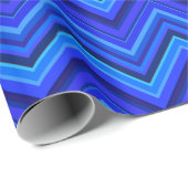 Blauwe strepen zigzagpatroon cadeaupapier (Rol Hoek)
