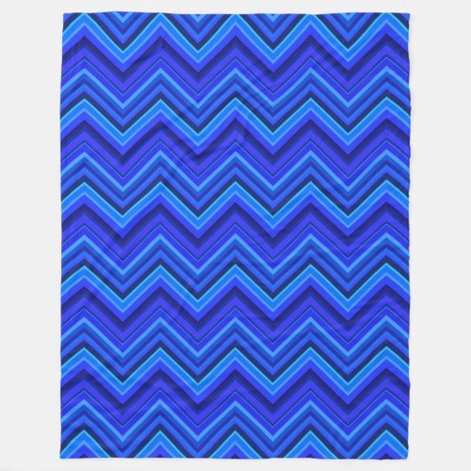 Blauwe strepen zigzagpatroon fleece deken (Voorkant)