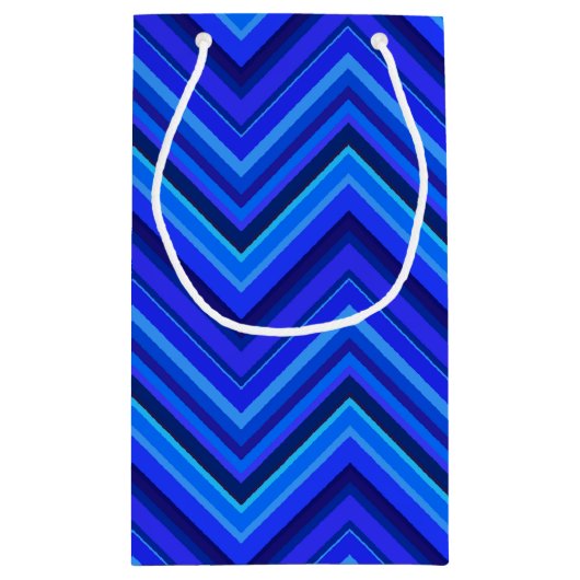 Blauwe strepen zigzagpatroon klein cadeauzakje (Achterkant)