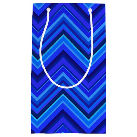 Blauwe strepen zigzagpatroon klein cadeauzakje (Voorkant)