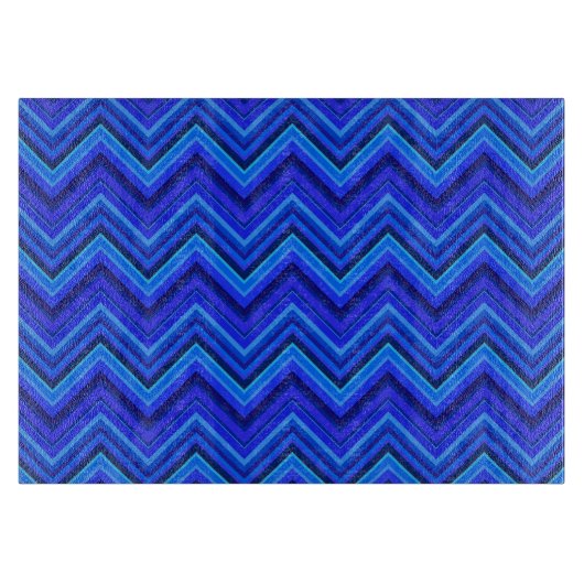 Blauwe strepen zigzagpatroon snijplank (Voorkant)