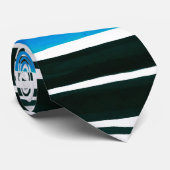 Blauwe strepen, zwart, wit en middellandse zee stropdas (Opgerold)