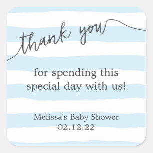 Blauwe strepes baby shower sticker