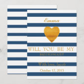 Blauwe strepes zijn mijn uitnodiging voor de Bride (Voorkant / Achterkant)