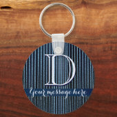 Blauwe strepy aangepaste tekstcadeaus sleutelhanger (Voorkant)