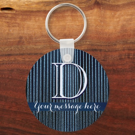 Blauwe strepy aangepaste tekstcadeaus sleutelhanger (Voorkant)