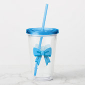 Blauwe strik acryl drinkbeker (Achterkant)