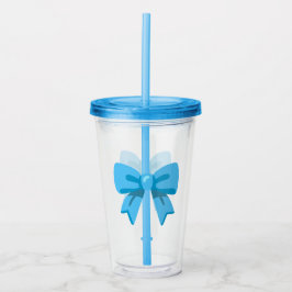 Blauwe strik acryl drinkbeker