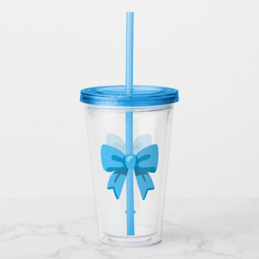 Blauwe strik acryl drinkbeker (Voorkant)