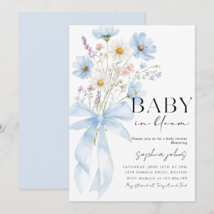 Blauwe Strik Baby in Bloom Jongens Baby Shower Uit Kaart