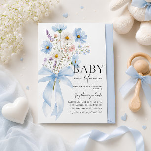 Blauwe Strik Baby in Bloom Jongens Baby Shower Uit Kaart