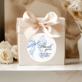 Blauwe strik baby shower bedankje, favor tags ronde sticker