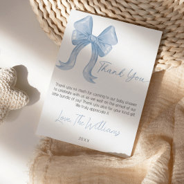 Blauwe Strik Baby Shower Bedankkaart