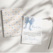 Blauwe Strik Baby Shower Bedankkaart