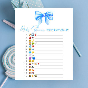 blauwe strik baby shower emoji Pictionary spel