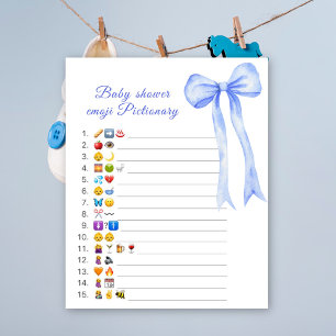 blauwe strik baby shower emoji Pictionary spel