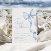Blauwe Strik Baby Shower Uitnodiging