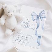 Blauwe Strik Baby Shower Uitnodiging