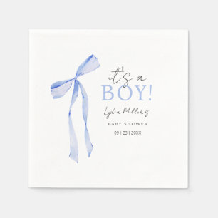 Blauwe Strik Baby Shower Uitnodiging, Jongen Baby  Servet