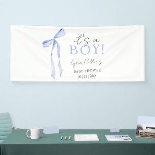 Blauwe Strik Baby Shower Uitnodiging, Jongen Baby  Spandoek