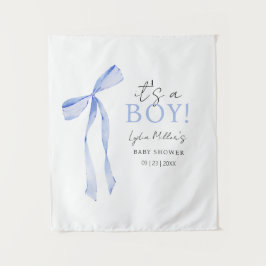 Blauwe Strik Baby Shower Uitnodiging, Jongen Baby  Wandkleed