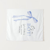 Blauwe Strik Baby Shower Uitnodiging, Jongen Baby  Wandkleed (Voorkant (horizontaal))