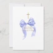 Blauwe strik baby'tje eerste verjaardag doop jonge kaart (Achterkant)