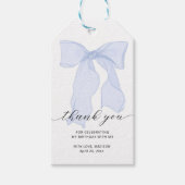 Blauwe Strik Bedankje Favor Cadeaulabel (Voorkant)