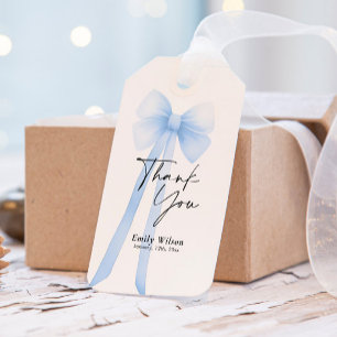 Blauwe Strik Bedankt  Cadeaulabel