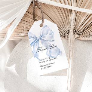 Blauwe Strik Bedankt Tag Coquette Strik Favor Tag Cadeaulabel