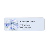 Blauwe strik bloem terug adres  etiket (Voorkant)