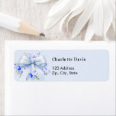 Blauwe strik bloem terugkeer adres  etiket (Insitu)