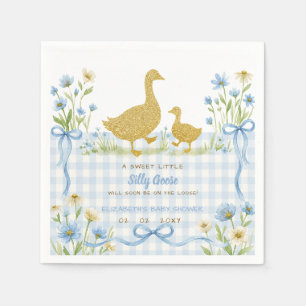 Blauwe Strik Bloemachtige Dwaze Gans Jongens Babyf Servet