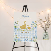 Blauwe Strik Bloemige Dwaze Gans Jongens Baby Sho