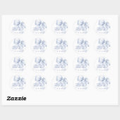Blauwe Strik Bruidsdouche Ronde Sticker (Vel)
