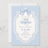 Blauwe strik choquette save the date (Voorkant)
