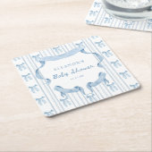 Blauwe Strik Coquette Blauwe Jongen Baby Shower Kartonnen Onderzetters (Schuin)