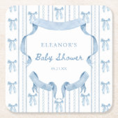 Blauwe Strik Coquette Blauwe Jongen Baby Shower Kartonnen Onderzetters (Voorkant)