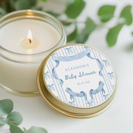 Blauwe Strik Coquette Blauwe Jongen Baby Shower Ronde Sticker