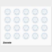 Blauwe Strik Coquette Blauwe Jongen Baby Shower Ronde Sticker (Vel)