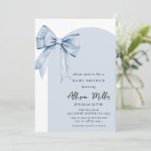 Blauwe Strik Coquette Jongens Baby Shower Kaart (Staand voorkant)