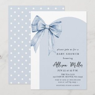 Blauwe Strik Coquette Jongens Baby Shower Kaart