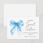 Blauwe Strik Coquette Script Sweet 16 Dank Je  Bedankkaart (Voorkant / Achterkant)