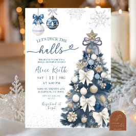 Blauwe Strik Coquette Winter Kerst Bruiloft Borrel Kaart