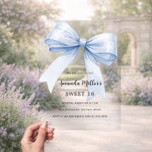 Blauwe strik crème beige elegant Sweet 16 clear