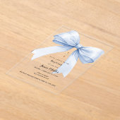 Blauwe strik crème jongen Doop helder Acryl Uitnodigingen (Laagn)